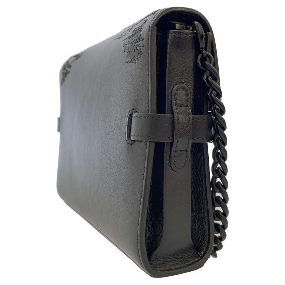 Delvaux Chain Tempered Leather/Sequins Shoulder Bag Black